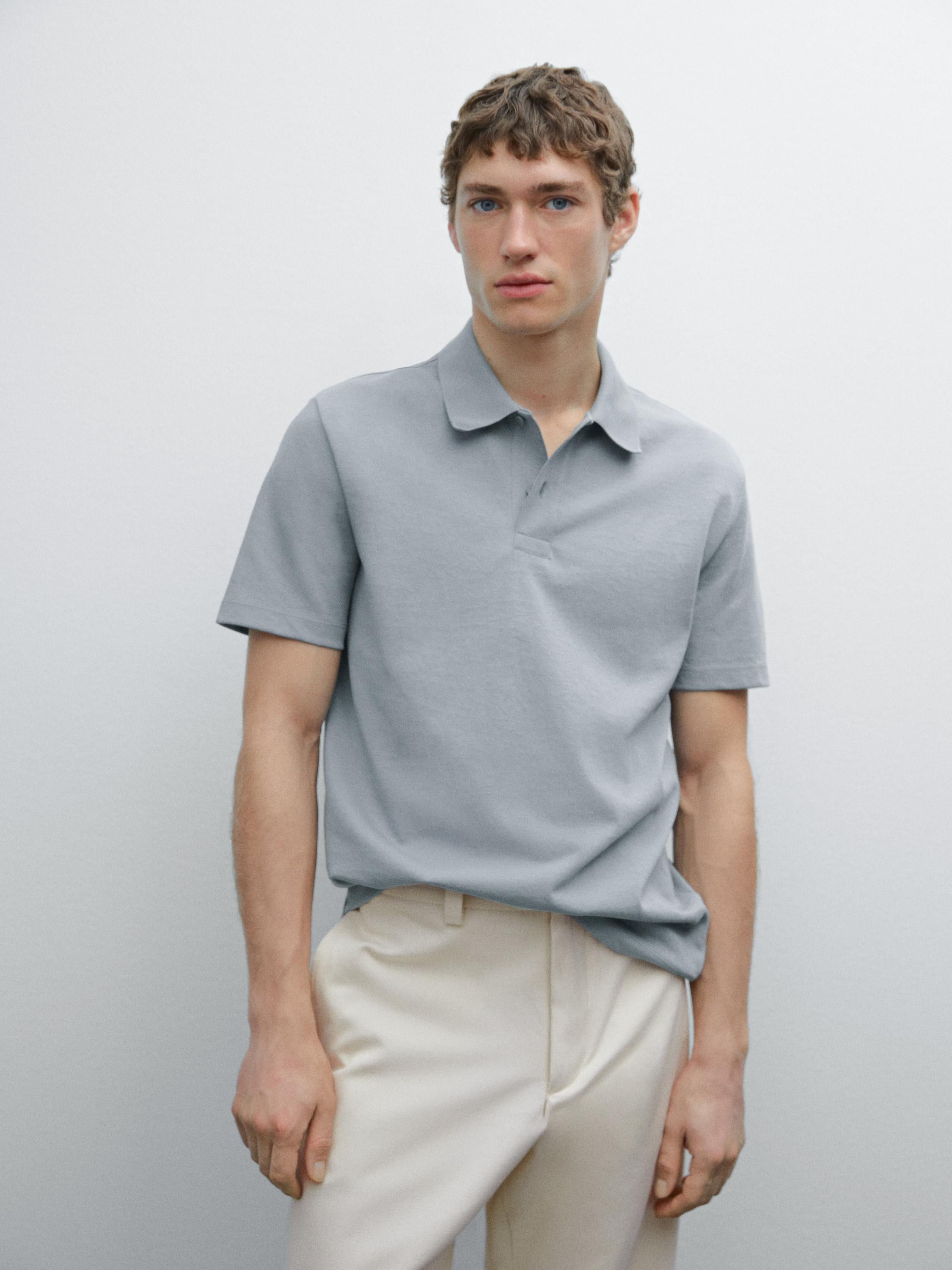 YTD Men's Short Sleeve Polo Shirts Casual Slim Fit Contrast