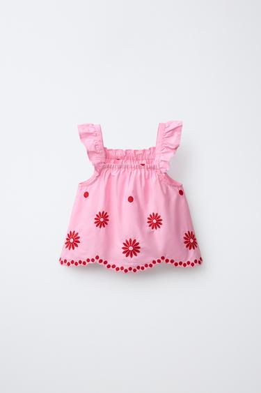 TOP BRODÉ - Rose de Zara - Image 1