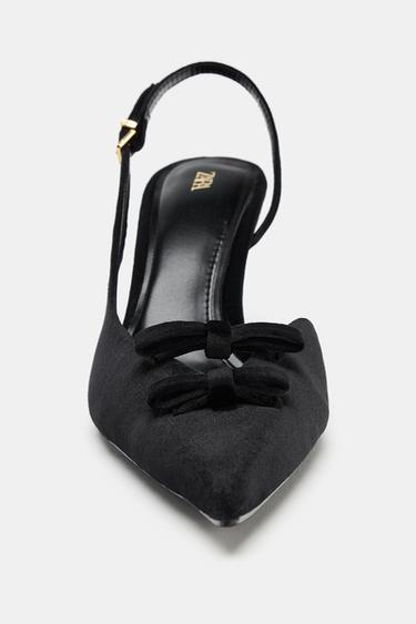 VELVET-EFFECT BOW HEELS - Black by Zara - Image 4