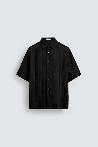 CAMISA FLUIDA ESTRUCTURA - Negro de Zara