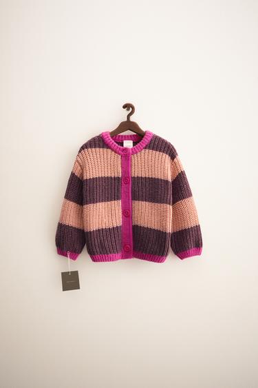 ZARA TIMELESS - CHAQUETA PUNTO RAYAS - Melocotón de Zara