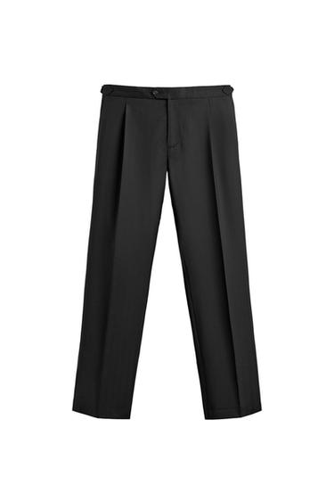 100% WOOL SUIT TROUSERS WITH PLEATS - Black by Zara
