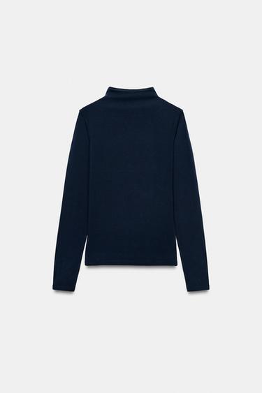 HIGH NECK T-SHIRT - Navy blue by Zara