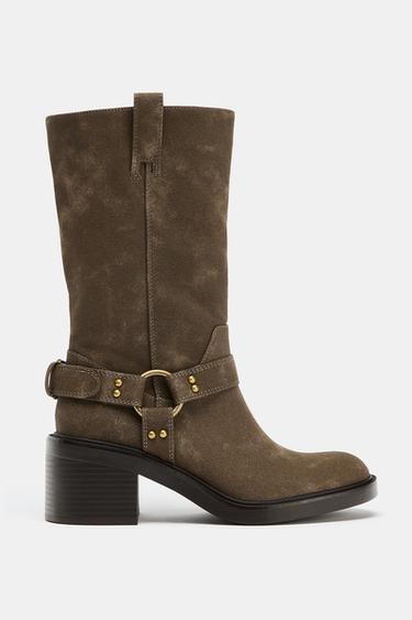 BIKER HEEL ANKLE BOOTS - Taupe Grey by Zara