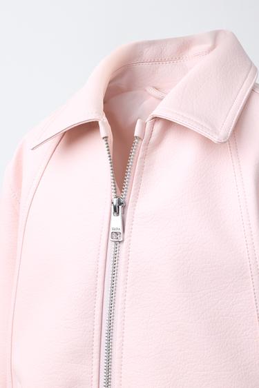 LEATHER EFFECT BOMBER JACKET - Pastel pink by Zara - Image 4