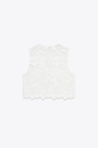 EMBROIDERED WAISTCOAT WITH TIES - White by Zara - Image 8