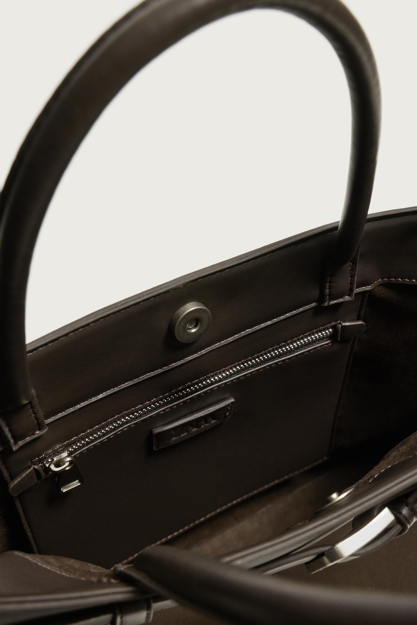 Мужская сумка Zara Belt Detail Handbag, цвет: Коричневый — фото 6