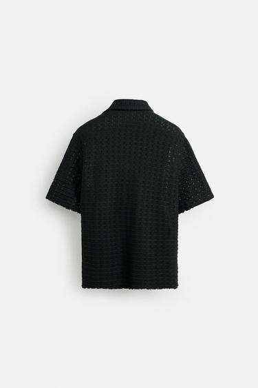 TEXTURED WEAVE KNIT SHIRT - Black by Zara - Image 7