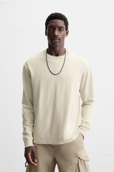 CAMISETA MANGA LARGA - Beige de Zara