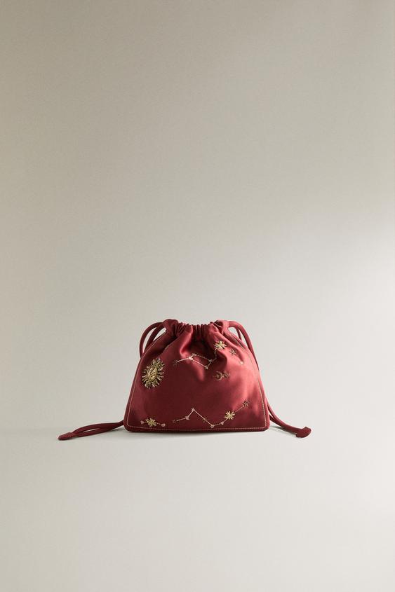 EMBROIDERED SMALL BAG | MARISA BERENSON - Burgundy Red by Zara - Image 0