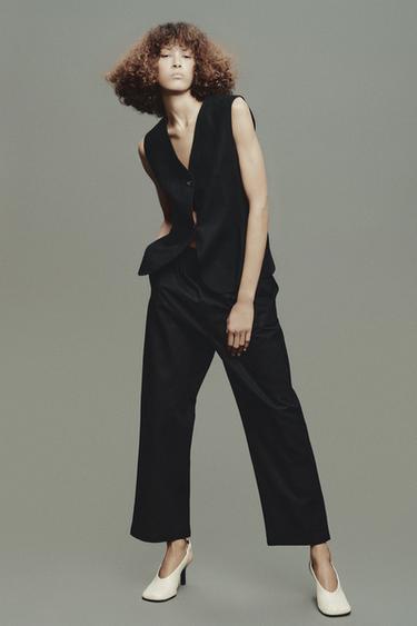 ZW COLLECTION FITTED LINEN WAISTCOAT - Black by Zara