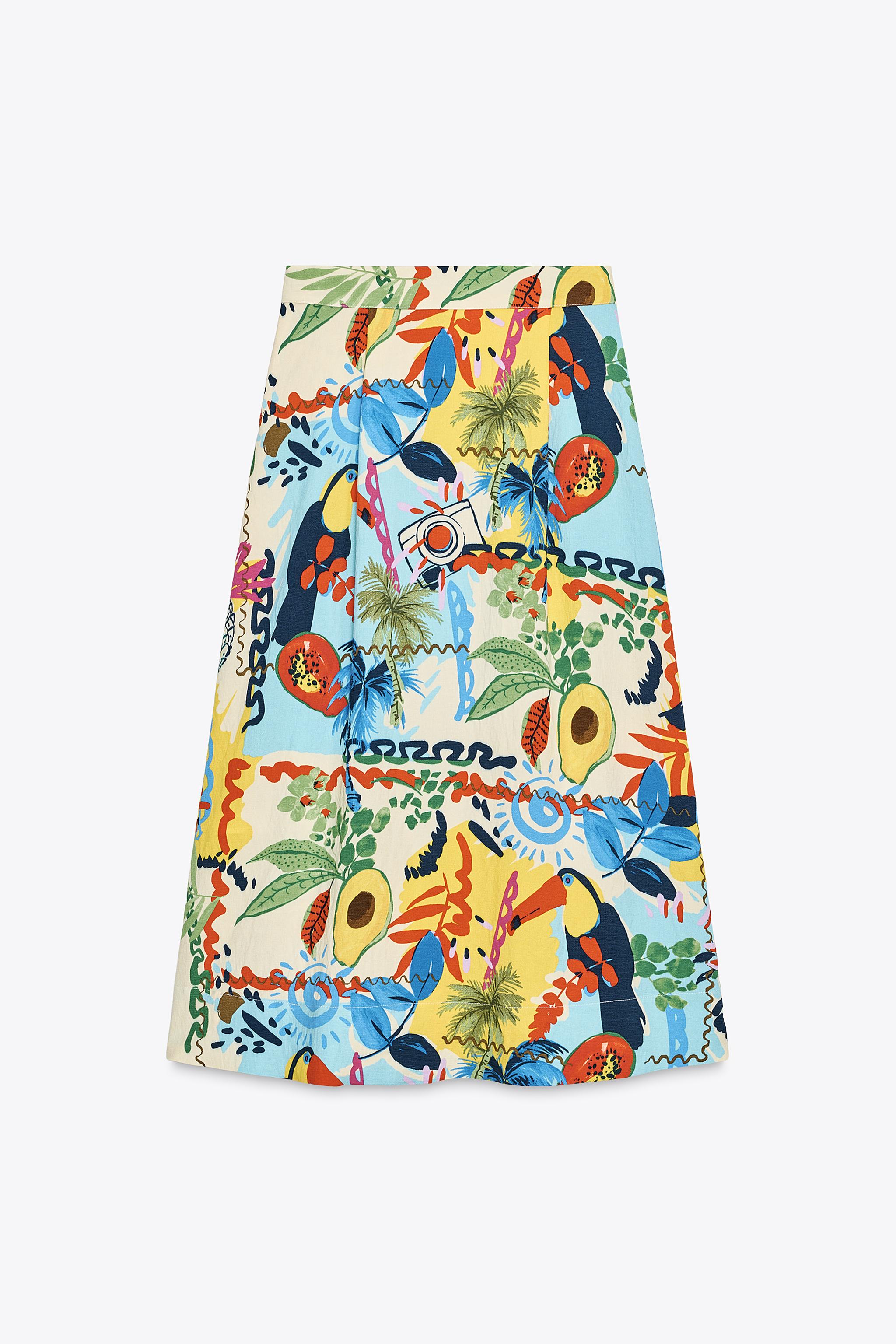 TROPICAL PRINT LAYERED MIDI SKIRT - Multicoloured | ZARA United