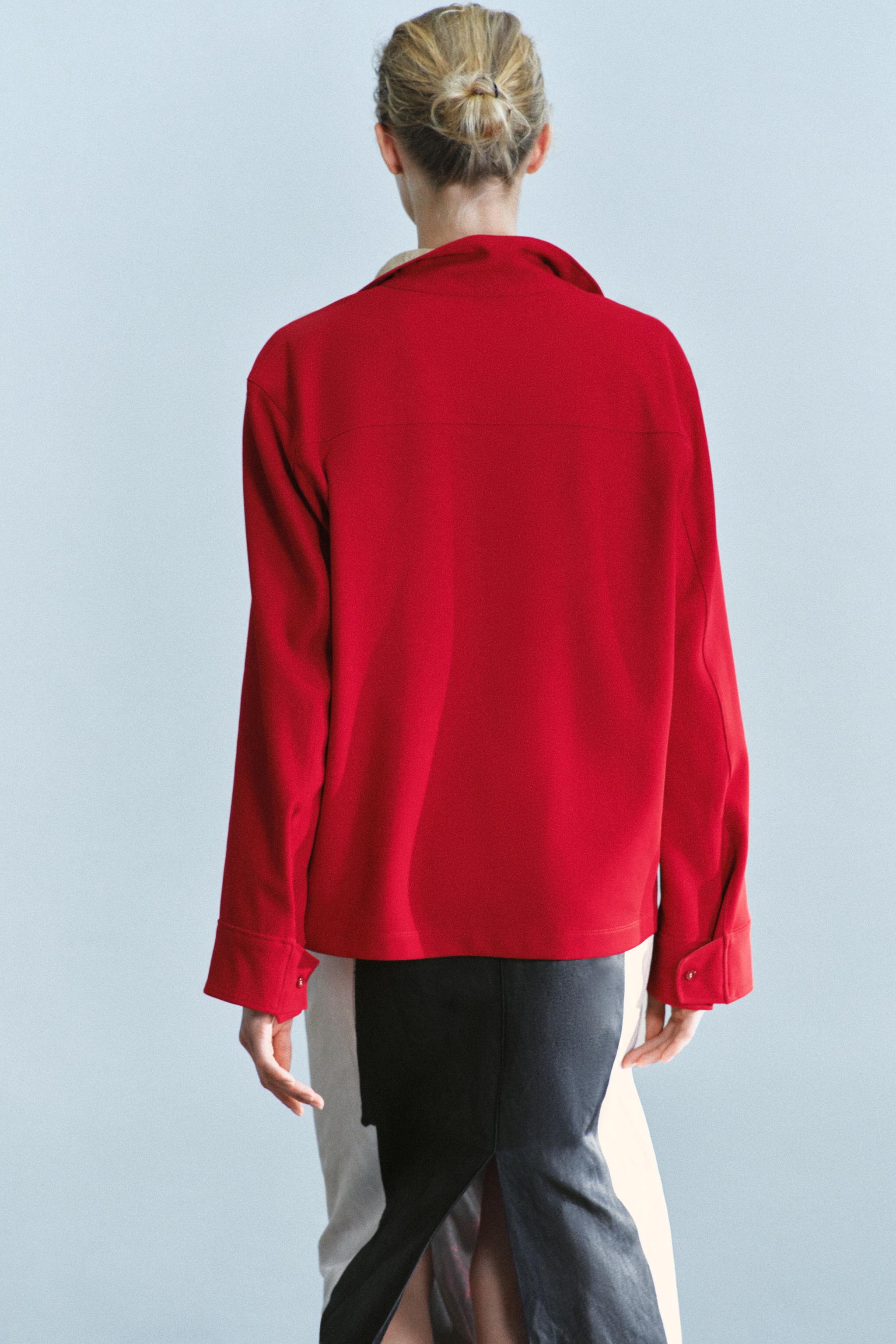 Zara ZW COLLECTION KONTRAST GÖMLEK görsel 5