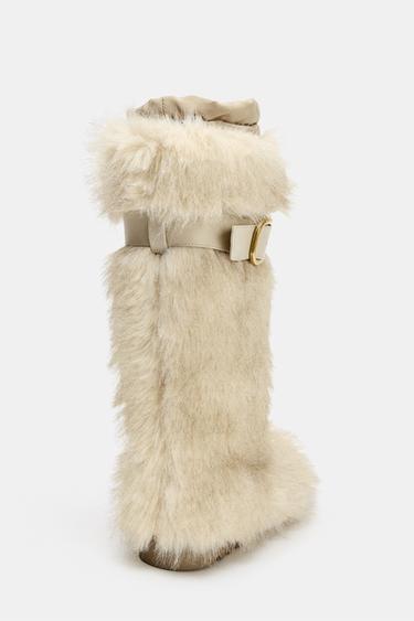 BOTTES EFFET FOURRURE AVEC BRIDE COLLECTION SKI - Blanc écru de Zara - Image 9