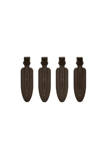 PACK OF FLAT HAIR CLIPS (PACK OF 4) - Brown by Zara
