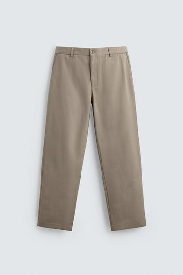 TEXTURED STRAIGHT-LEG TROUSERS - Beige by Zara