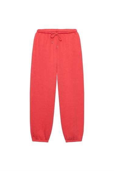 PANTALÓN JOGGER FELPA - Rojo de Zara