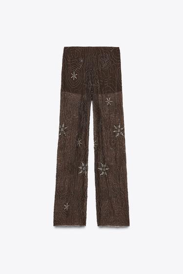 PANTALON FANTAISIE SEQUINS - Chocolat de Zara - Image 6
