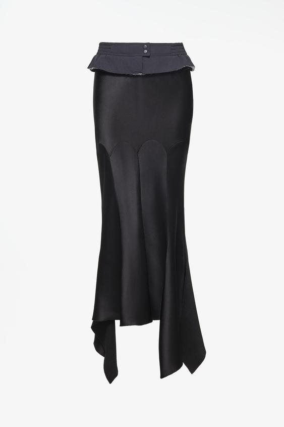 LIMITED EDITION SATIN SKIRT WITH CONTRAST CUMMERBUND - Black by Zara - Image 0