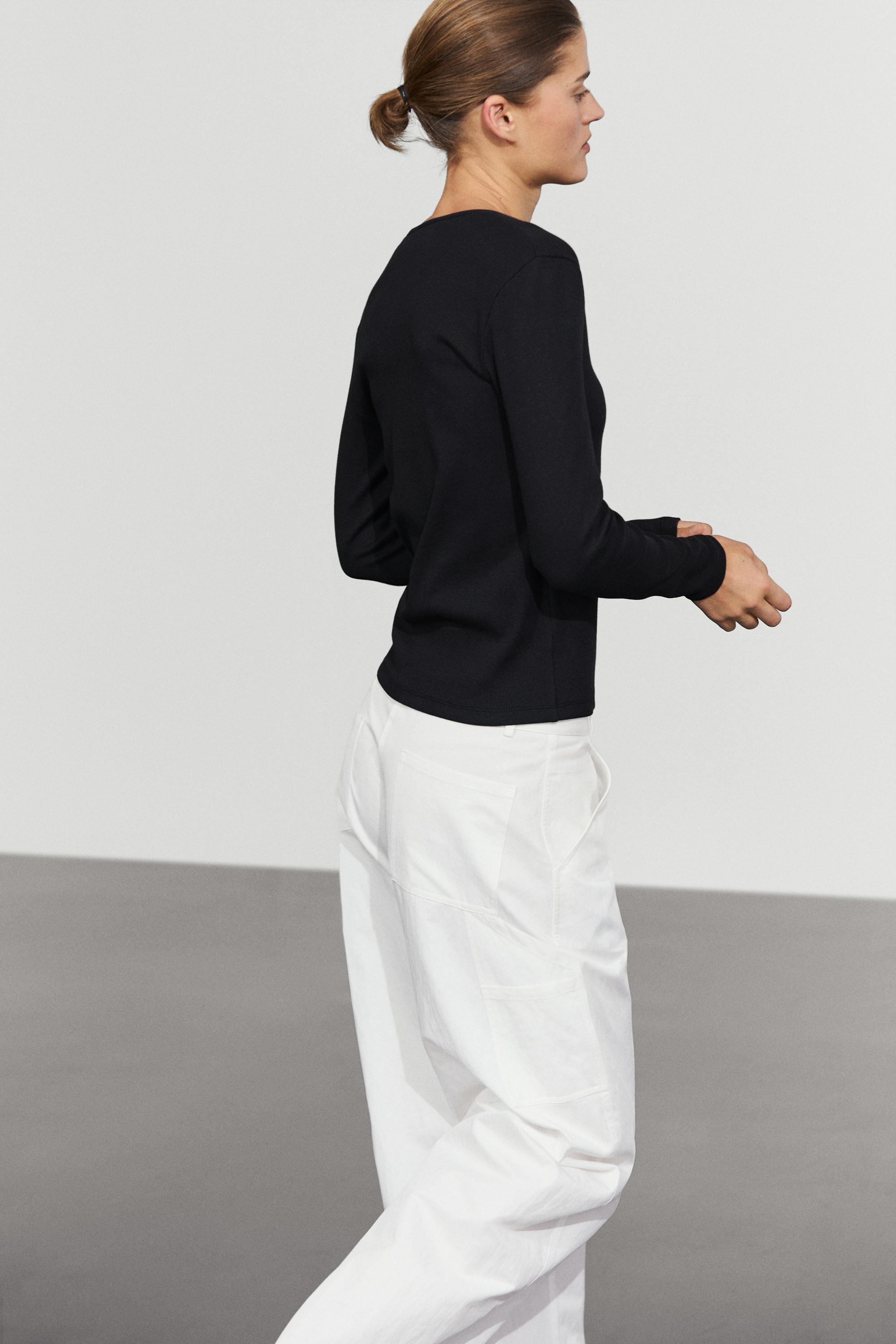 Cotton blend henley T-shirt with button detail