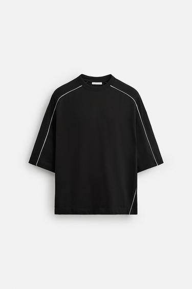 Zara CONTRAST TRIM SWEATSHIRT - Black
