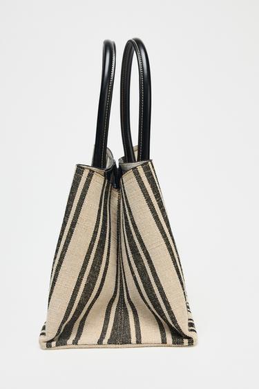 SHOPPER TOILE RAYURES - Noir de Zara - Image 4