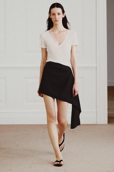 LYOCELL AND SILK T-SHIRT - Oyster-white by Zara