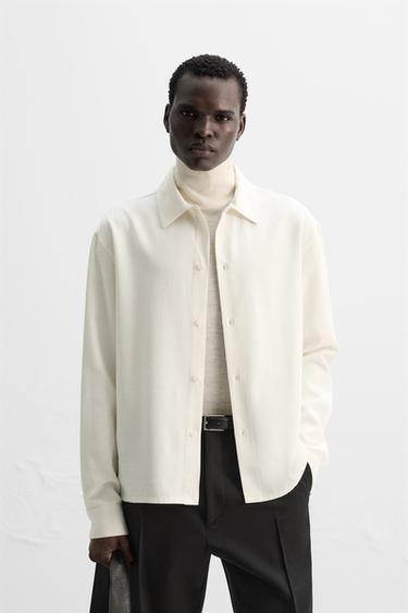 STRIPED FLOWING SHIRT - Oyster-white by Zara
