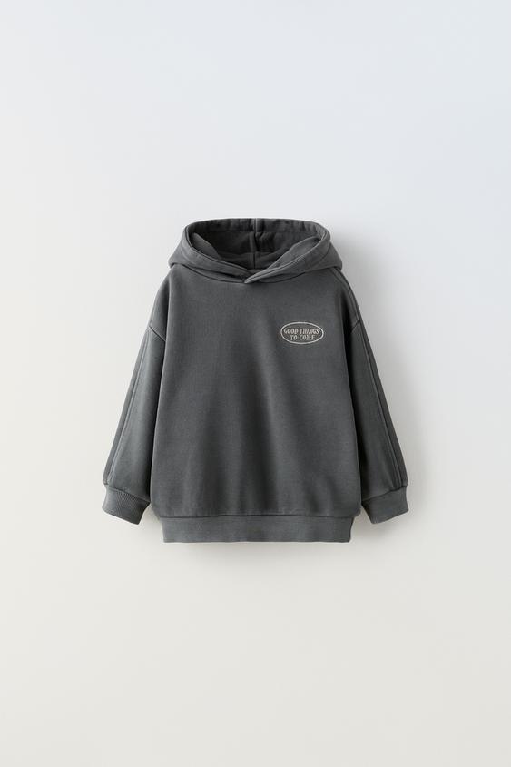 EMBROIDERED HOODIE Dark anthracite ZARA Singapore