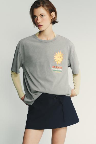 FALDA PANTALÓN CINTURÓN - Marino de Zara