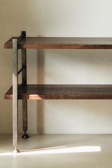 STEEL AND WOOD CONSOLE - Brown by Zara