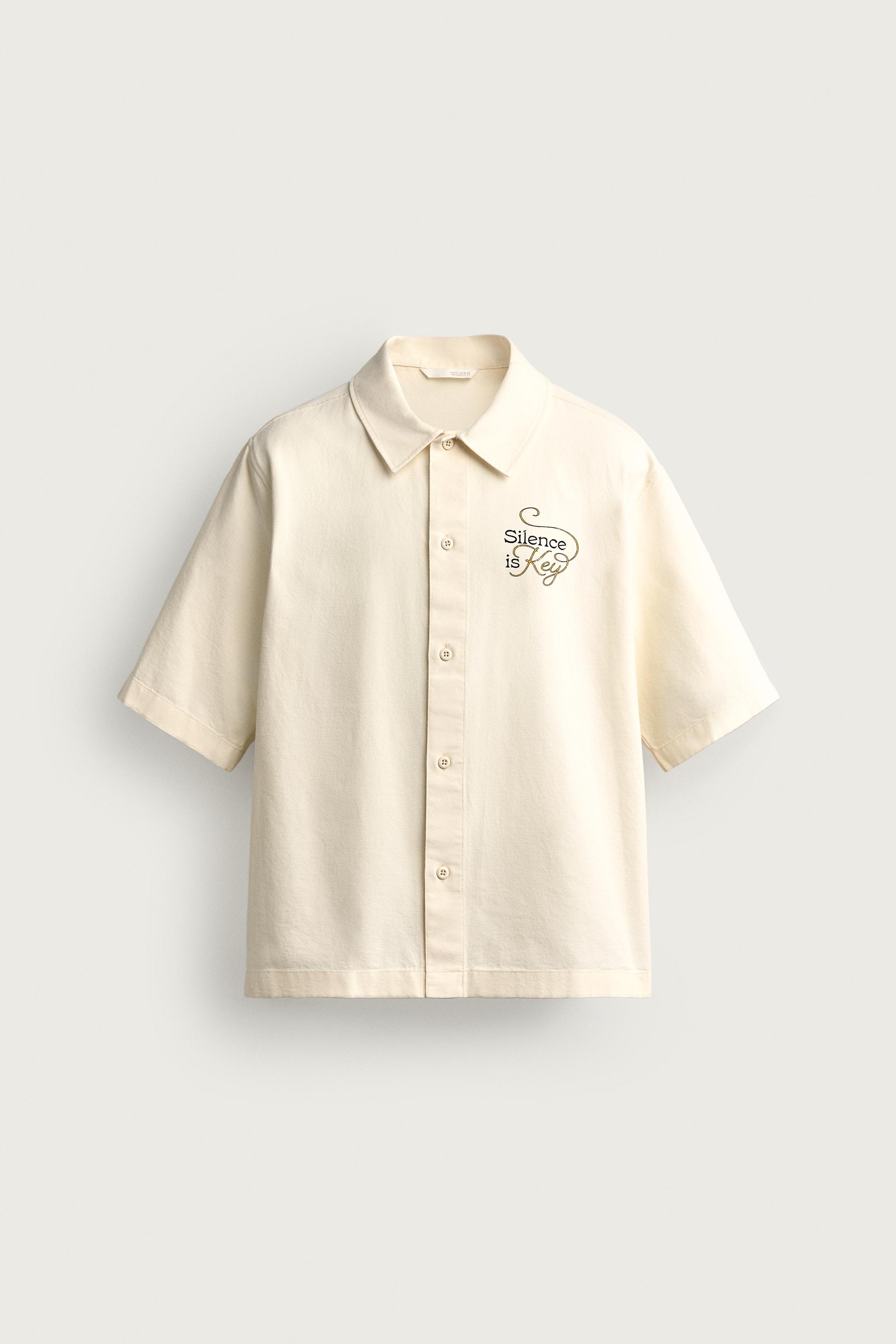 RELAXED FIT CHERRY PRINT SHIRT — White