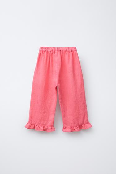 100% LINEN RUFFLE CULOTTES - Red / Coral by Zara - Image 1