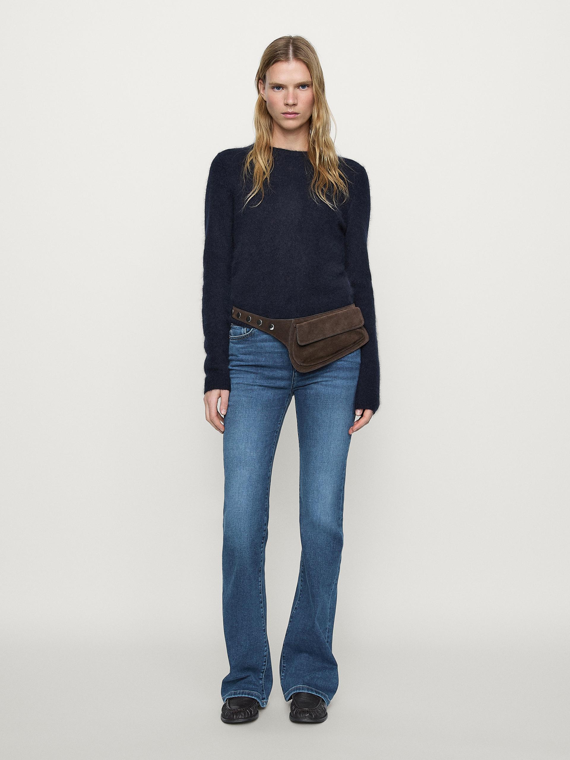 High-waist skinny flared jeans - Mid-blue | ZARA Canada
