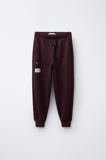 JOGGINGHOSE MIT ETIKETTEN - Burgundrot von Zara