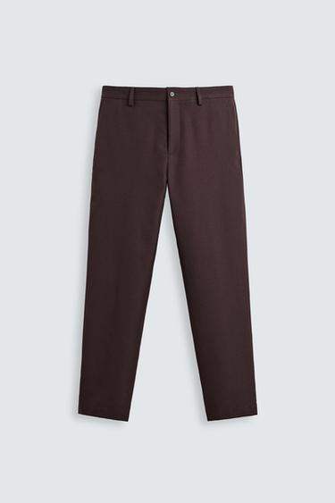 Zara REGULAR FIT SUIT PANTS - Burgundy