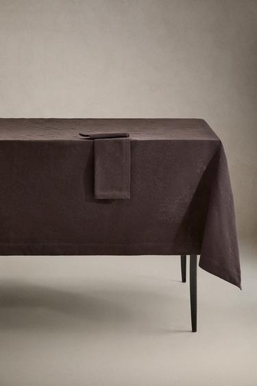 COTTON JACQUARD TABLECLOTH - Brown by Zara