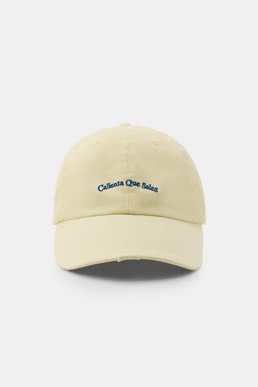 GORRA SARGA TEXTO BORDADO - Amarillo de Zara