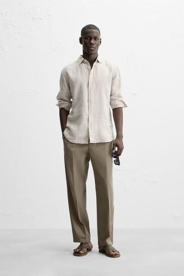 CAMISA 100 % LINO - Beige claro de Zara