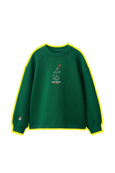 SWEATSHIRT MET PRINT LUCAS BEAUFORT © - Groen van Zara