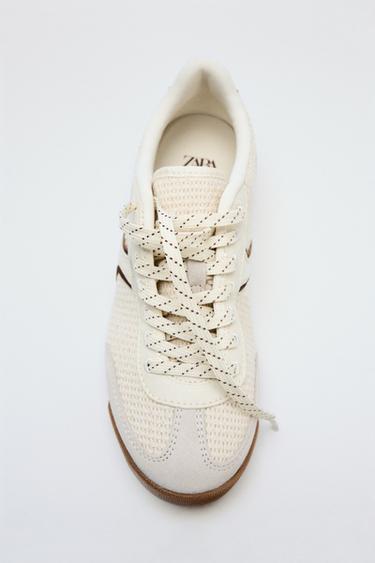 Zara MESH RUNNING SNEAKERS - Off White