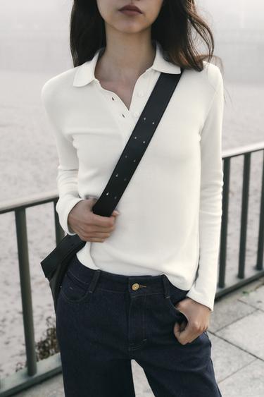 SOFT POLO COLLAR JUMPER - Ecru by Zara - Image 1
