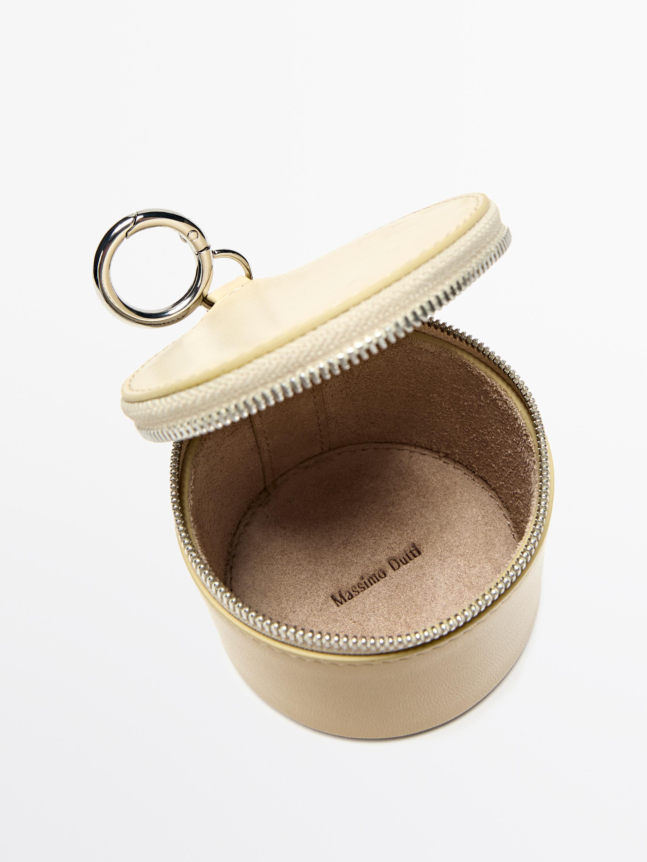 Sac rond à bijoux en cuir nappa