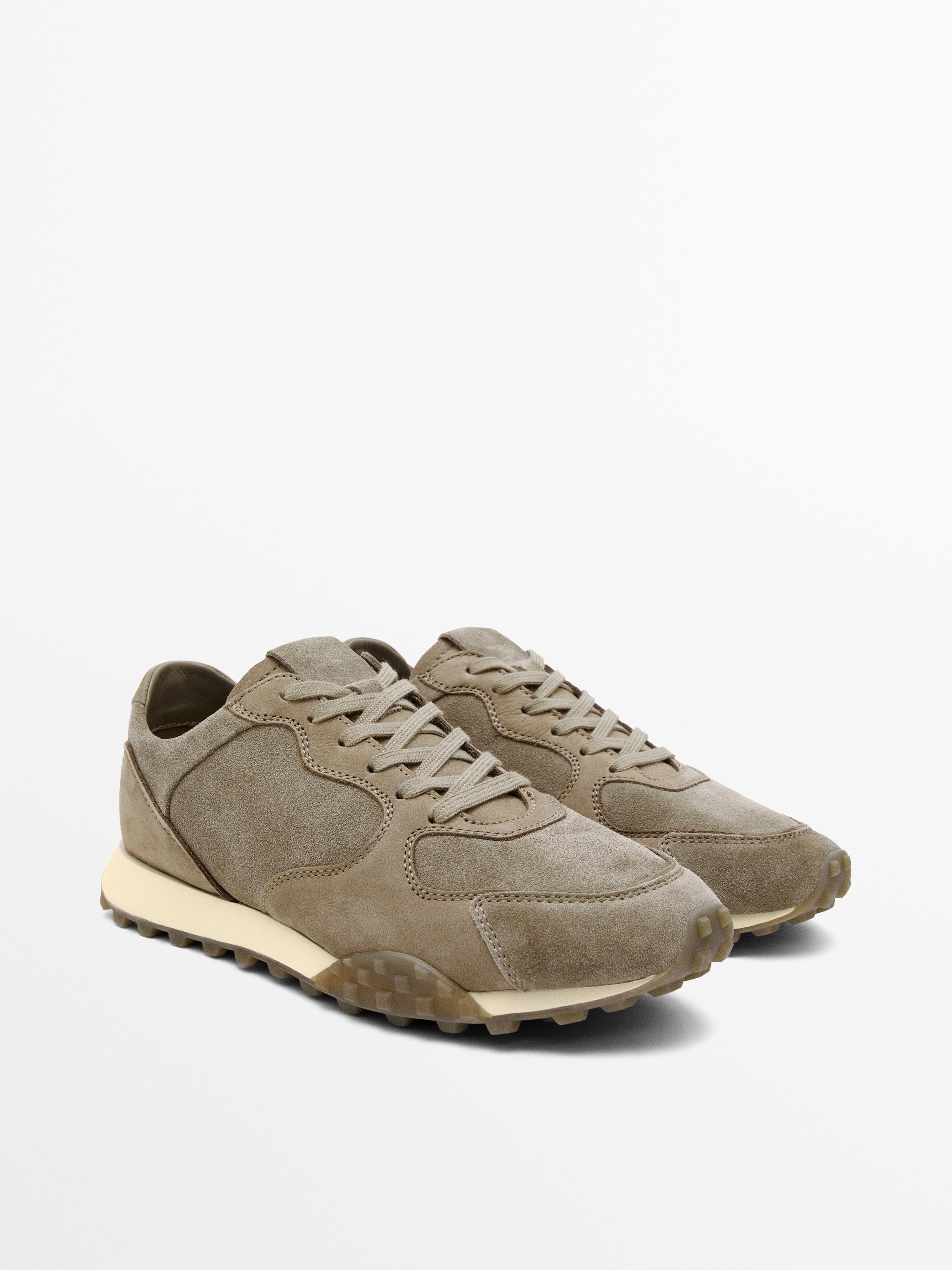 Contrast leather trainers