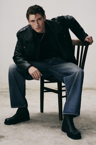 LEATHER BIKER JACKET LIMITED EDITION - Black by Zara