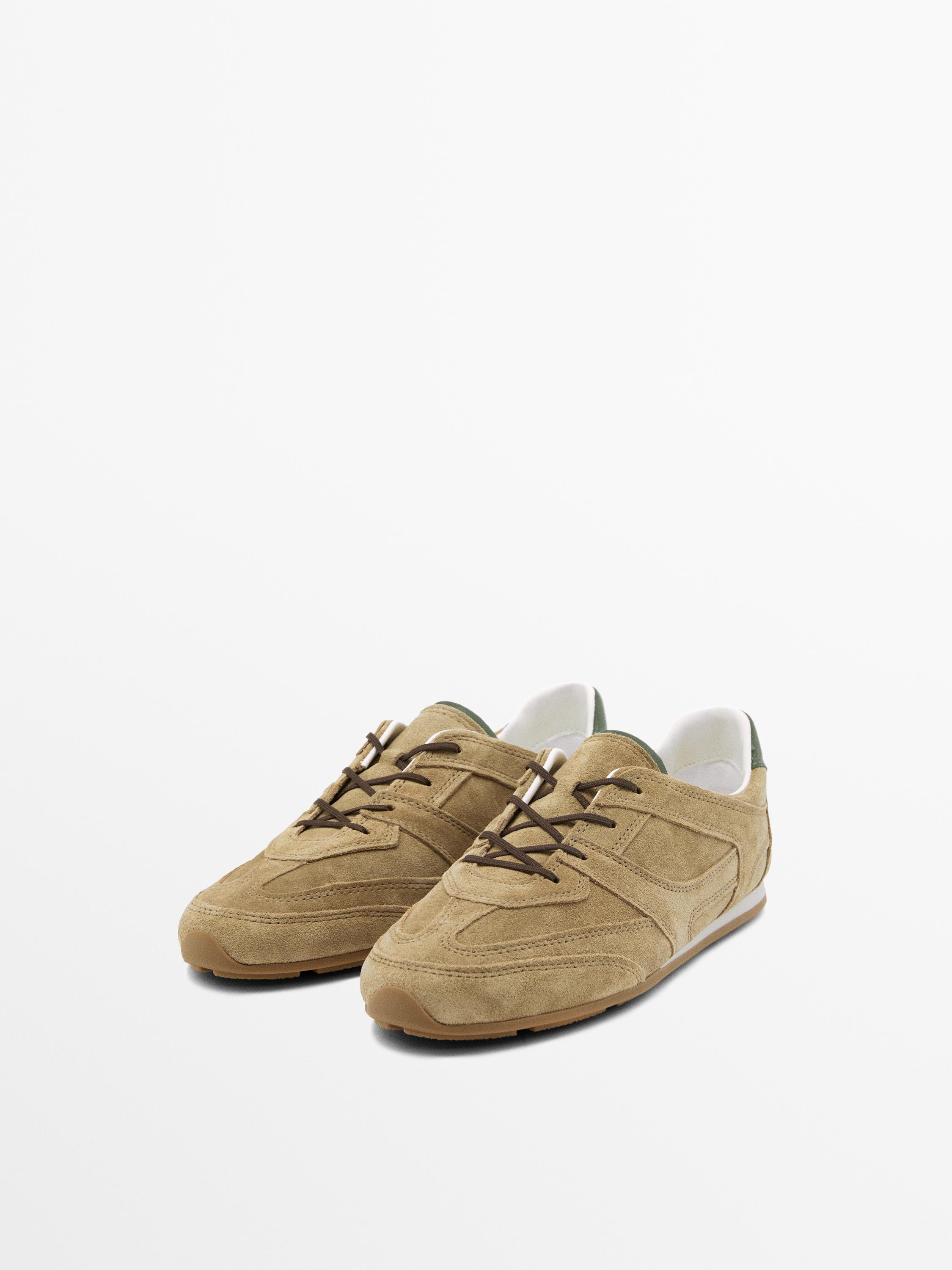 Tennis pièces croûte de cuir serraje
