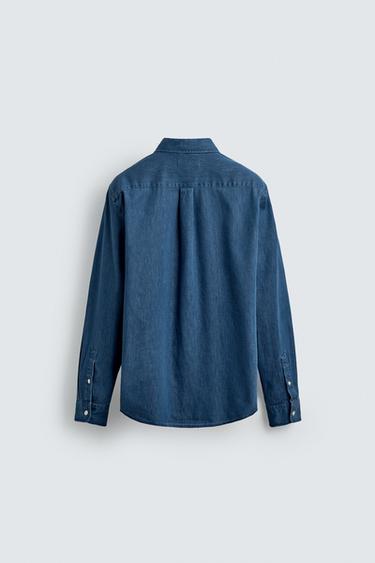 CHEMISE RELAXED FIT EN DENIM - Bleu moyen de Zara - Image 7