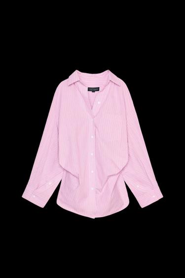OVERSIZE-POPELINHEMD MIT STREIFEN - Rosa / Weiß von Zara - Bild 0