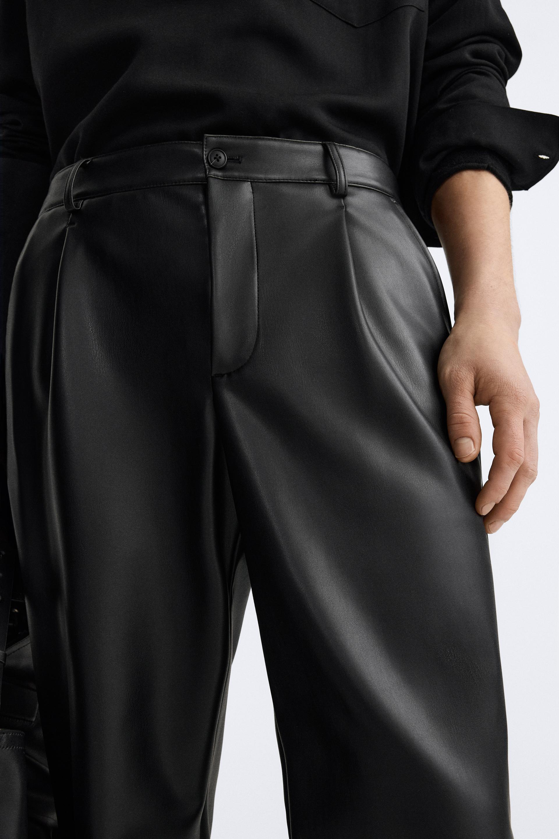 NWT Zara Dark Green Faux Leather High Waist Leggings Trousers Pants  Bloggers S