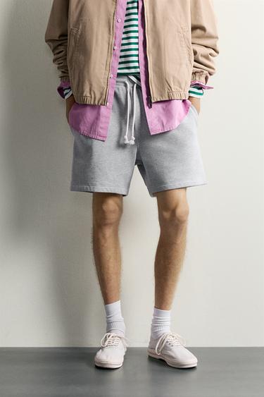 0FR. PARIS X ZARA EMBROIDERED BERMUDA SHORTS — Gray marl 2